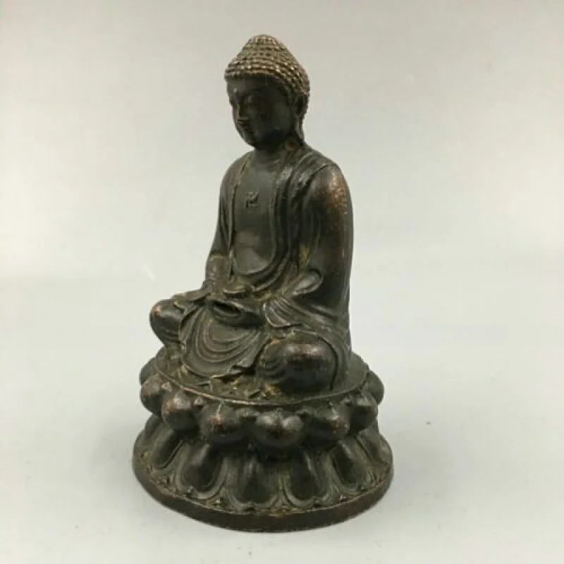 3,5-дюймовая Коллекционная китайская Бронзовая Статуя Будды Шакьямуни Амитабхи из буддизма Изображение 1