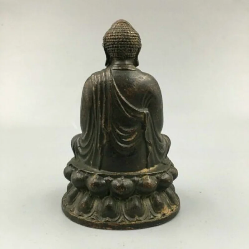 3,5-дюймовая Коллекционная китайская Бронзовая Статуя Будды Шакьямуни Амитабхи из буддизма Изображение 2