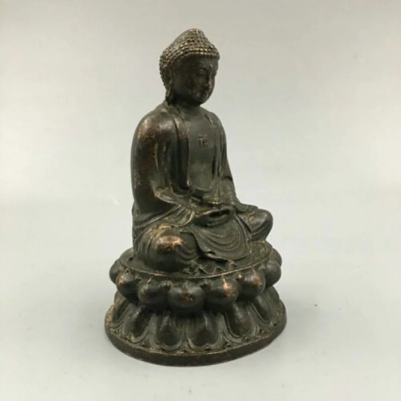3,5-дюймовая Коллекционная китайская Бронзовая Статуя Будды Шакьямуни Амитабхи из буддизма Изображение 3