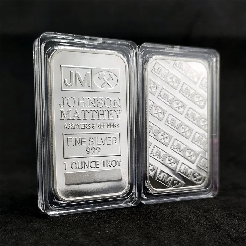 Дешевая цена в Великобритании 1 унция памятной планки Troy JM с серебряным покрытием, памятная планка от фабрики Изображение 0
