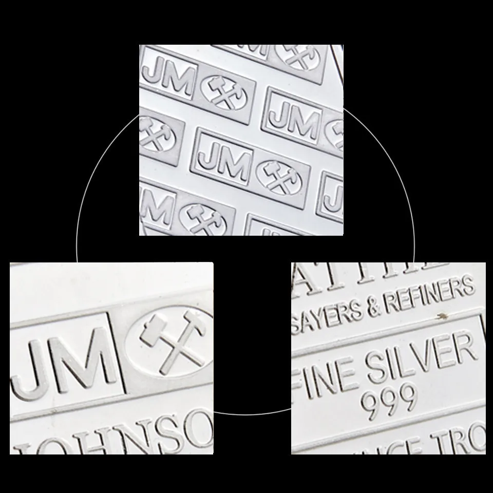 Дешевая цена в Великобритании 1 унция памятной планки Troy JM с серебряным покрытием, памятная планка от фабрики Изображение 1