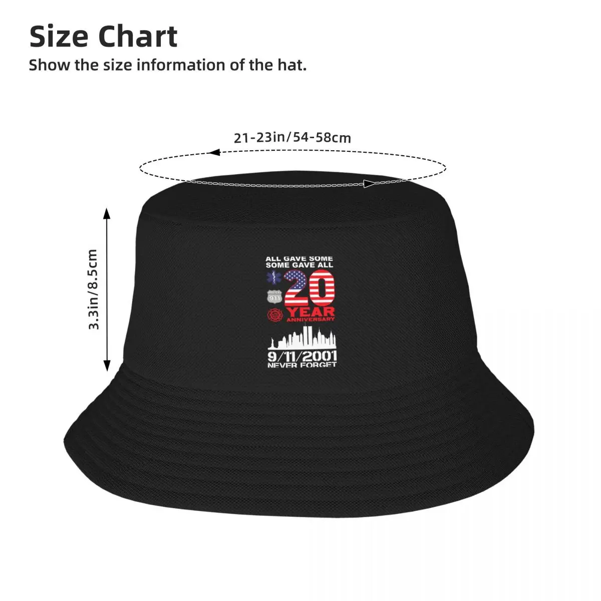 Новый день патриота никогда не забывай 9-11 годовщина 2001 года Панама солнцезащитная шляпа рыболовная шляпа черные модные Женские Шляпы 2023 Мужские Изображение 3