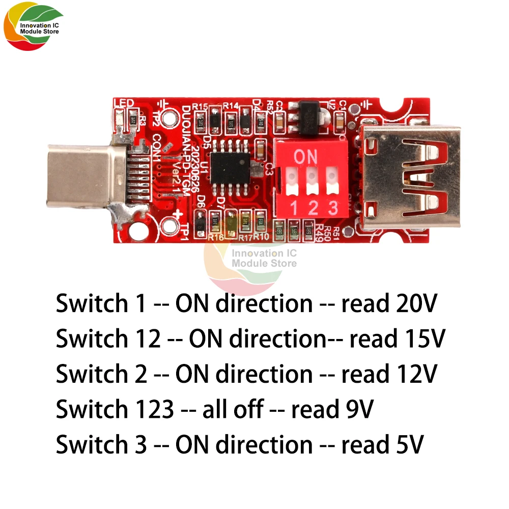 Type-C USB-C PD2.0 3.0 QC 2.0 от 3.0 до DC, модуль детектора подсадки для быстрой зарядки триггера опроса Изображение 0