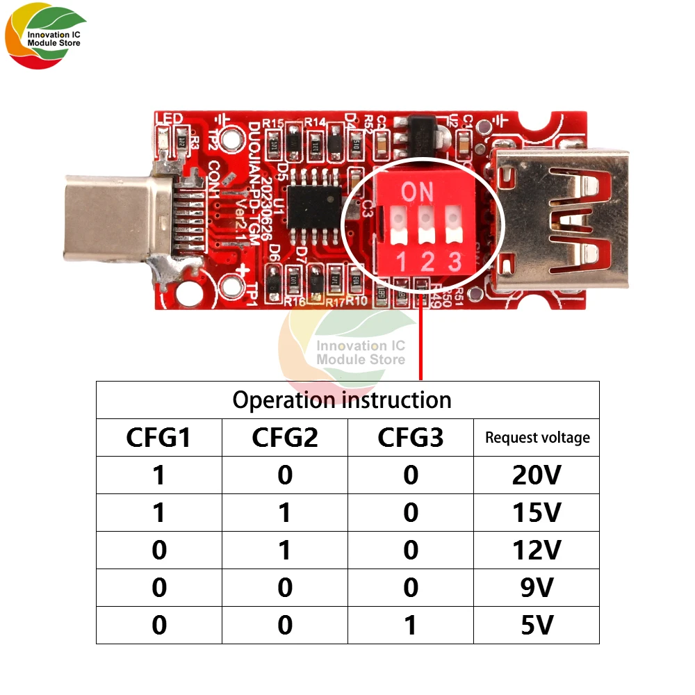 Type-C USB-C PD2.0 3.0 QC 2.0 от 3.0 до DC, модуль детектора подсадки для быстрой зарядки триггера опроса Изображение 1