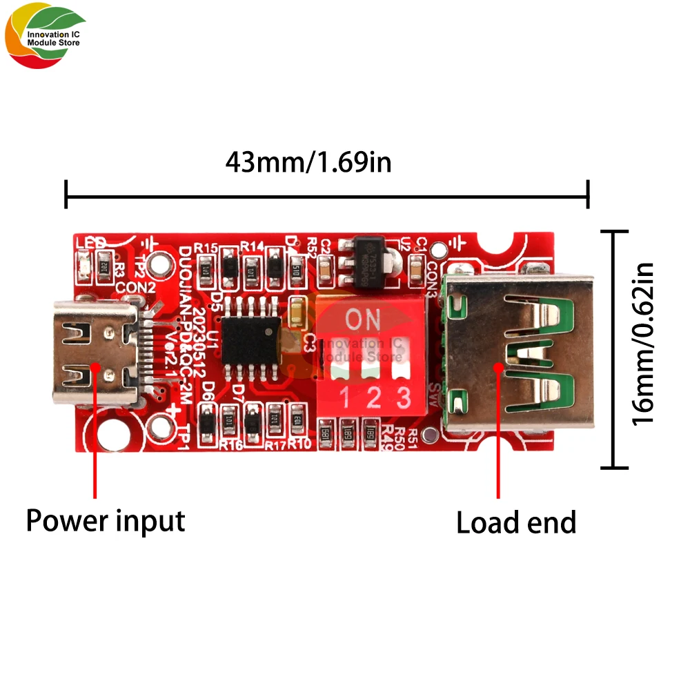 Type-C USB-C PD2.0 3.0 QC 2.0 от 3.0 до DC, модуль детектора подсадки для быстрой зарядки триггера опроса Изображение 2
