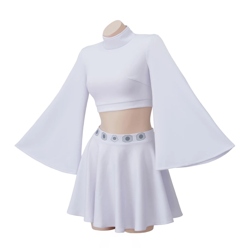 Косплей принцессы Леи, костюм Moive Star для косплея, укороченный топ, юбка, наряды, женское белое платье для взрослых, карнавальный костюм на Хэллоуин Изображение 1