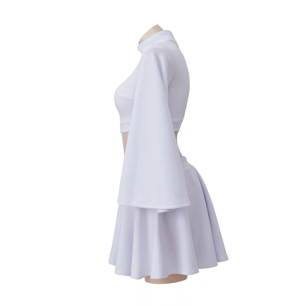 Косплей принцессы Леи, костюм Moive Star для косплея, укороченный топ, юбка, наряды, женское белое платье для взрослых, карнавальный костюм на Хэллоуин Изображение 2