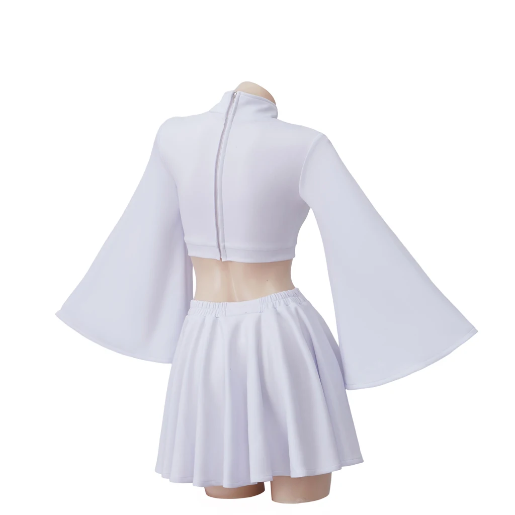 Косплей принцессы Леи, костюм Moive Star для косплея, укороченный топ, юбка, наряды, женское белое платье для взрослых, карнавальный костюм на Хэллоуин Изображение 3