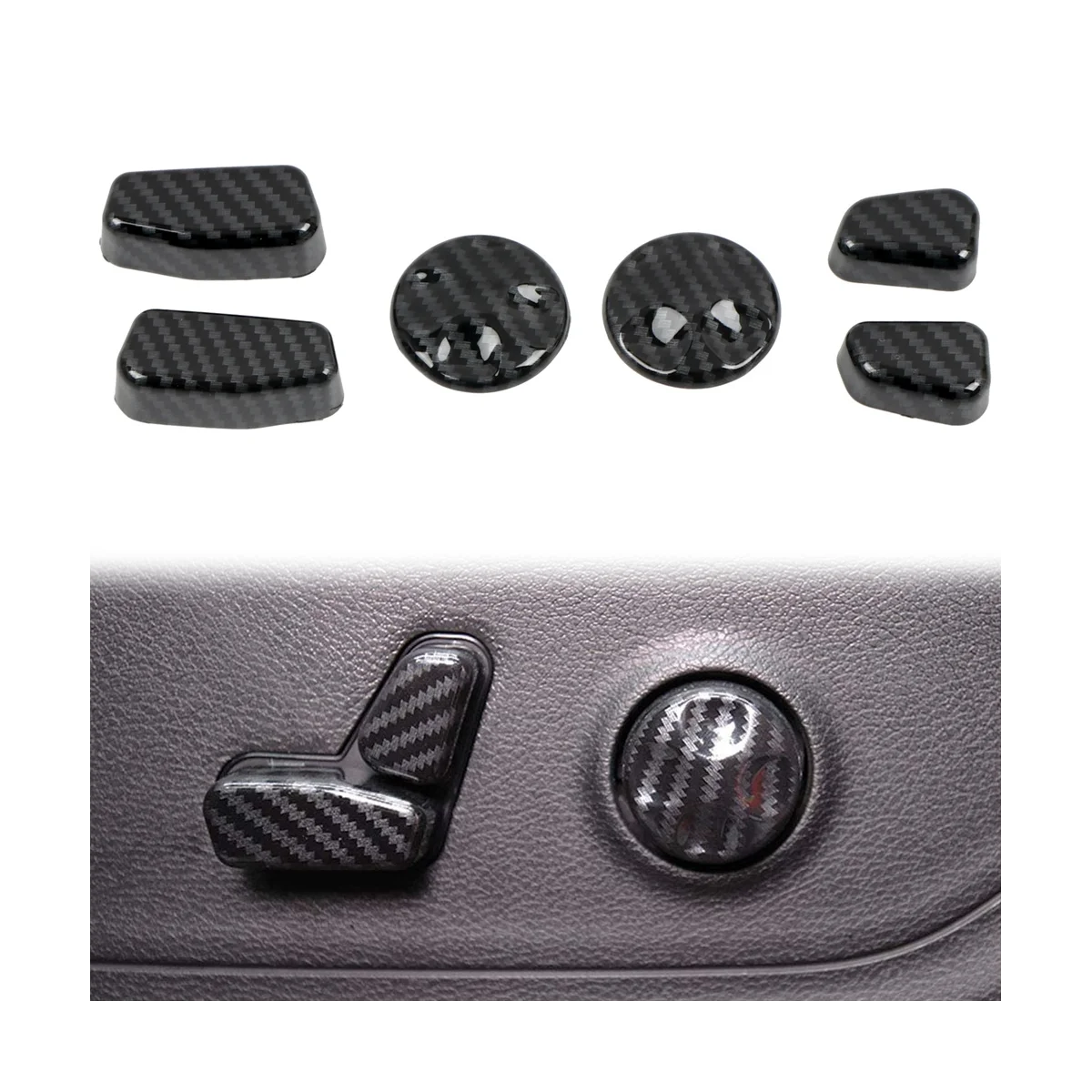 Накладка переключателя регулировки передних сидений с электроприводом в салоне автомобиля из углеродного волокна для Dodge Durango 2011-2022 Изображение 4