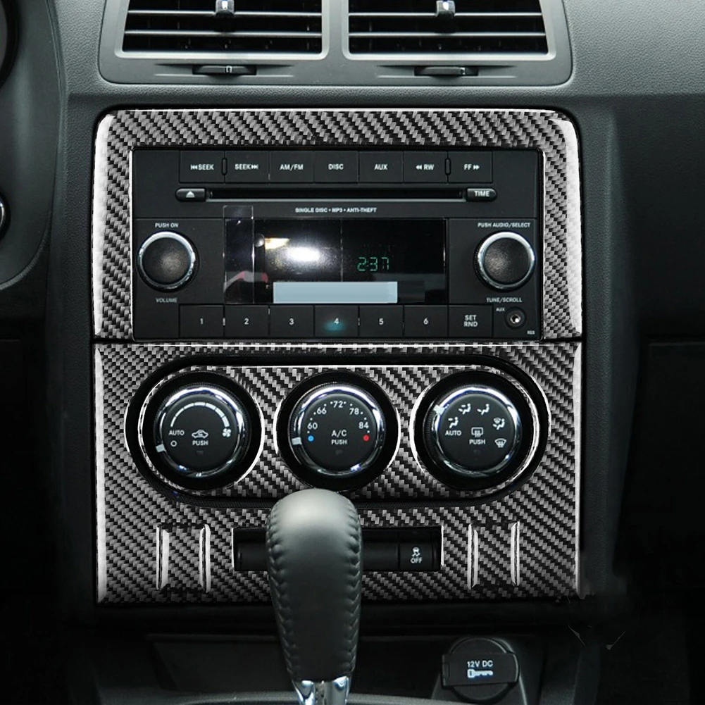 Автомобильное черное карбоновое центральное управление навигационной панелью, декоративные чехлы для Dodge для Challenger 2008 - 2014 Изображение 2
