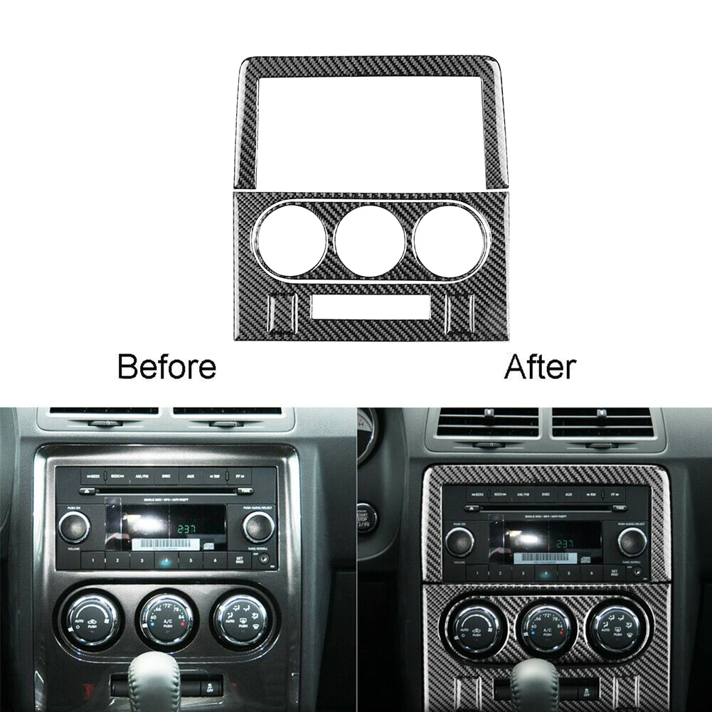 Автомобильное черное карбоновое центральное управление навигационной панелью, декоративные чехлы для Dodge для Challenger 2008 - 2014 Изображение 4