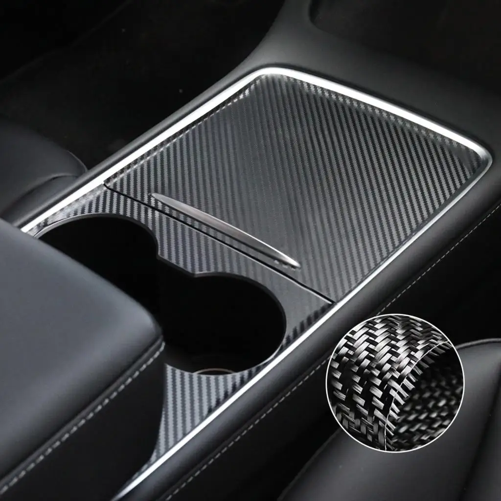Комплект защитных накладок из углеродного волокна для центральной консоли, Накладная Декоративная наклейка для Tesla Model 3 Model Y 2021 + Интерьер автомобиля Изображение 2