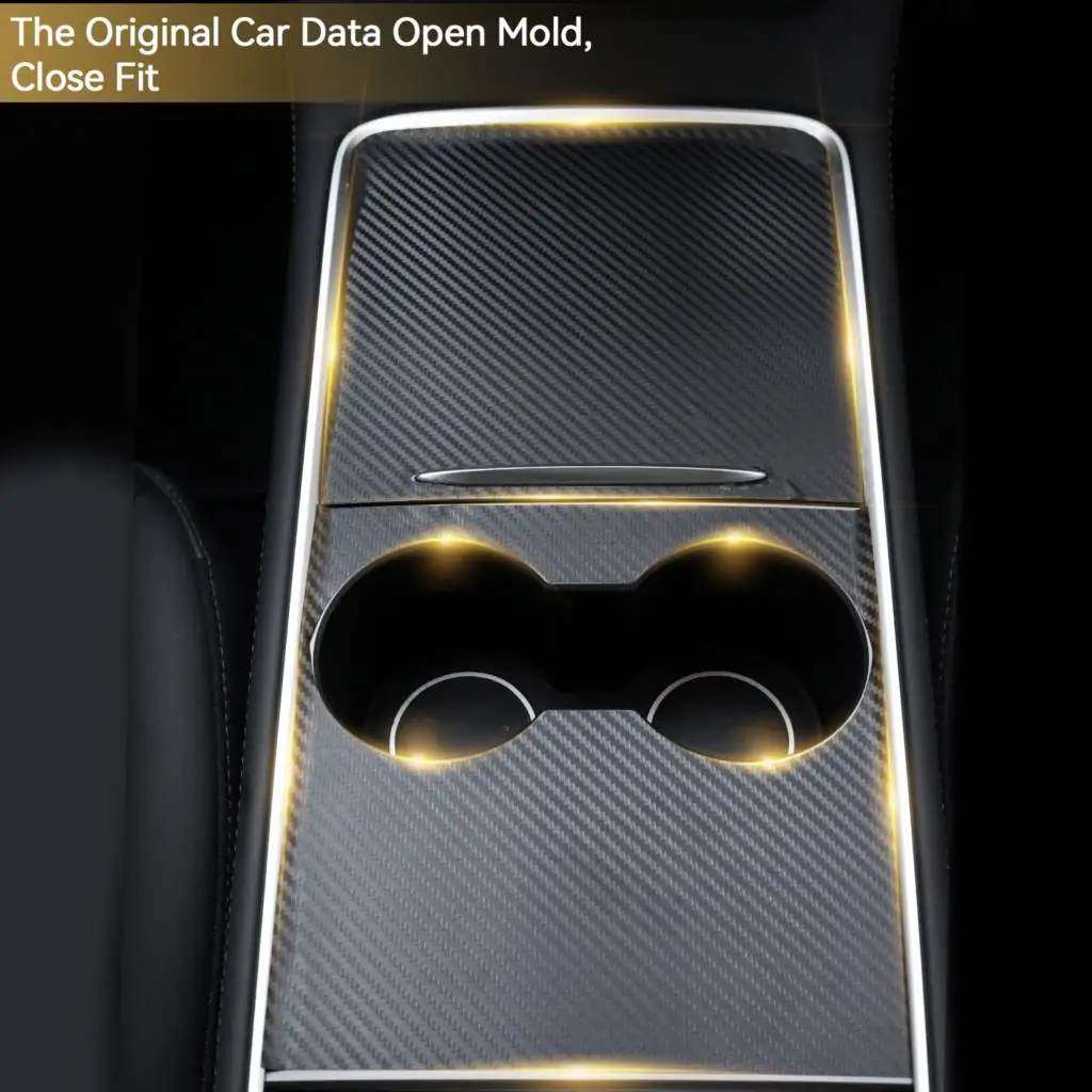 Комплект защитных накладок из углеродного волокна для центральной консоли, Накладная Декоративная наклейка для Tesla Model 3 Model Y 2021 + Интерьер автомобиля Изображение 3