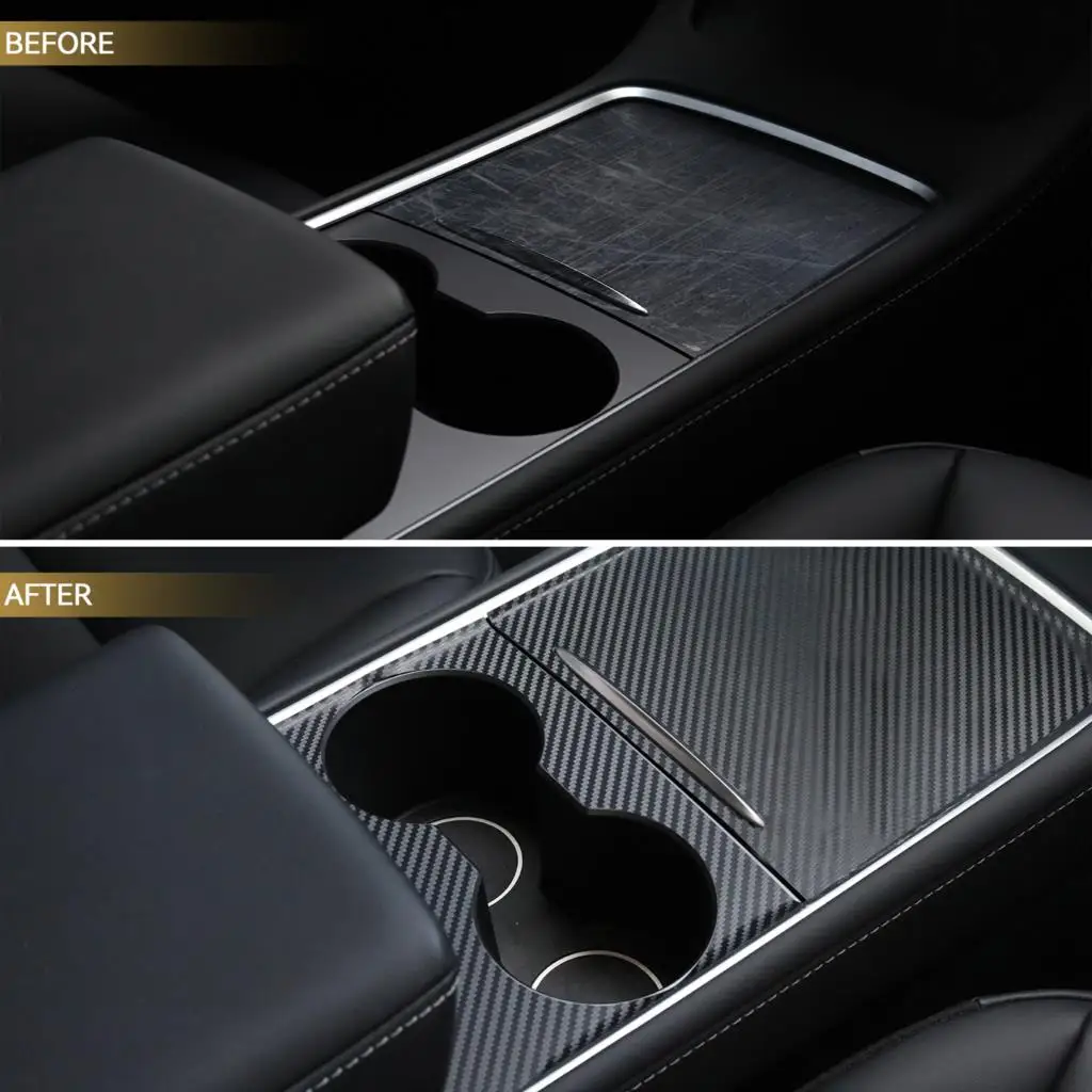 Комплект защитных накладок из углеродного волокна для центральной консоли, Накладная Декоративная наклейка для Tesla Model 3 Model Y 2021 + Интерьер автомобиля Изображение 4