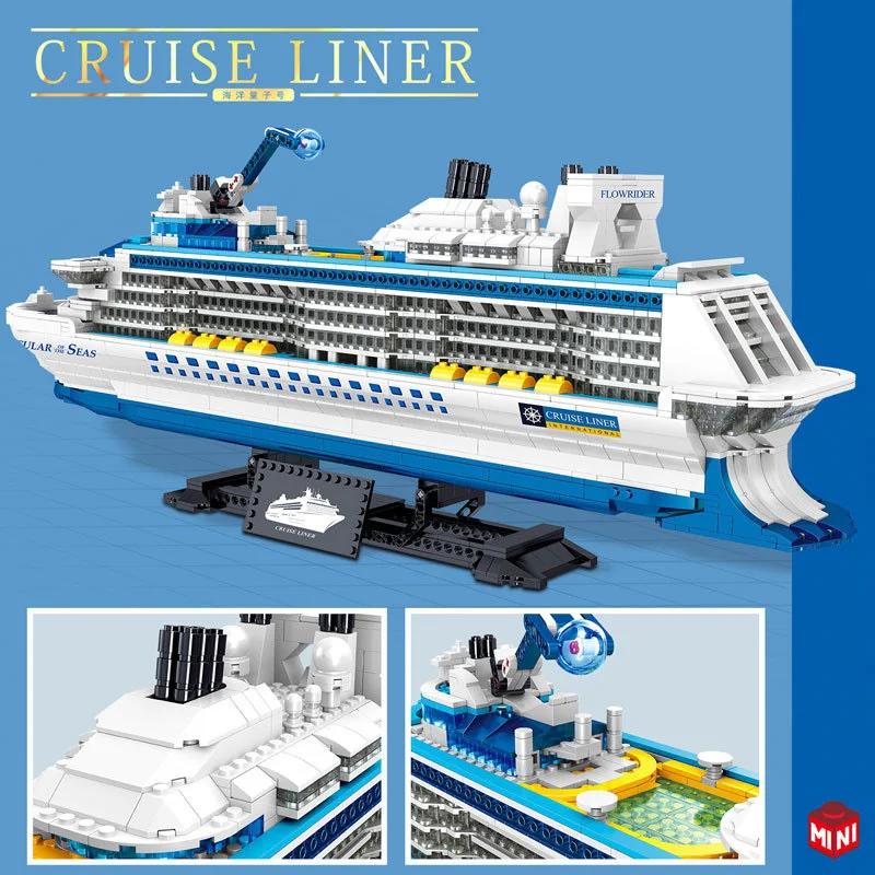 Новый мини-размер для взрослых, 2428 шт., наборы строительных блоков круизного лайнера, модель большого океанского корабля, игрушки для детей, Рождественский подарок Изображение 1