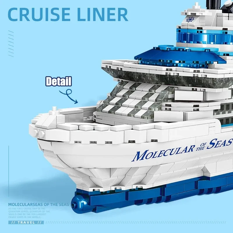 Новый мини-размер для взрослых, 2428 шт., наборы строительных блоков круизного лайнера, модель большого океанского корабля, игрушки для детей, Рождественский подарок Изображение 2