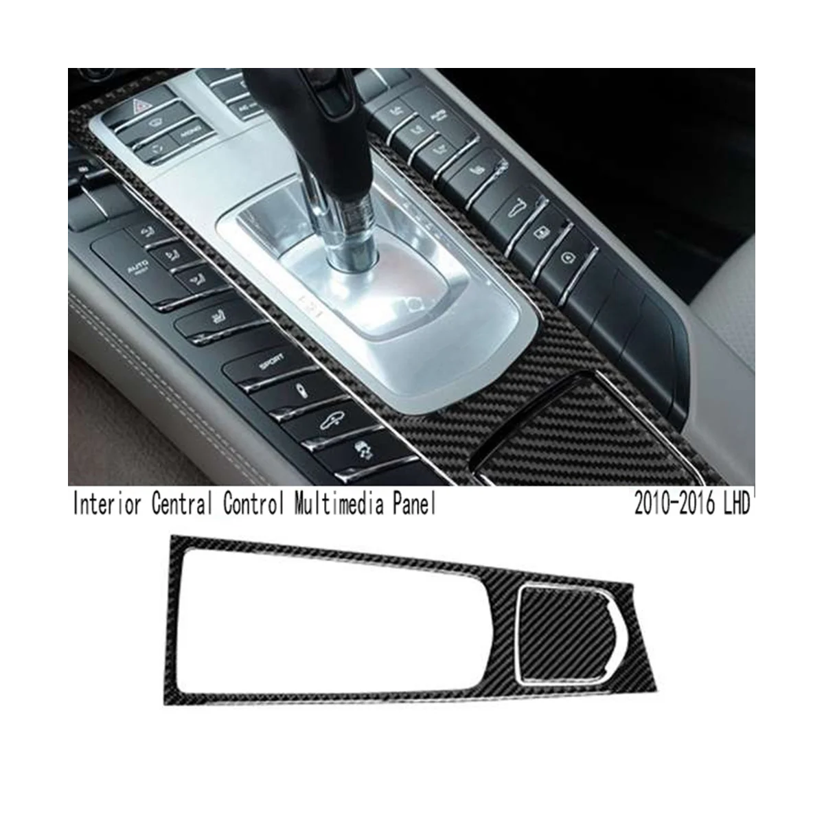 Наклейка для отделки мультимедийной панели центрального управления салона из углеродного волокна черного цвета для Porsche Panamera 2010-2016 LHD Изображение 1