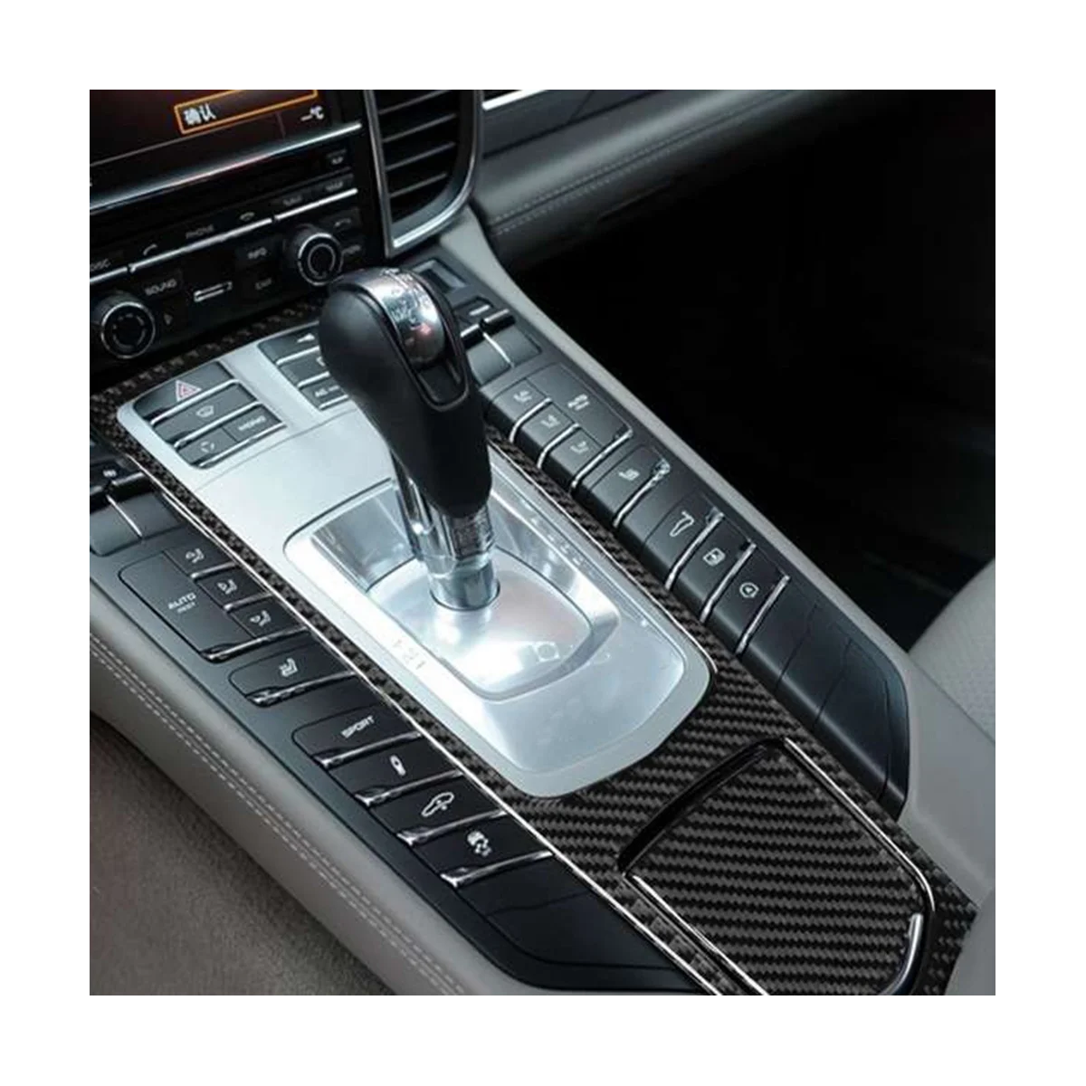 Наклейка для отделки мультимедийной панели центрального управления салона из углеродного волокна черного цвета для Porsche Panamera 2010-2016 LHD Изображение 2