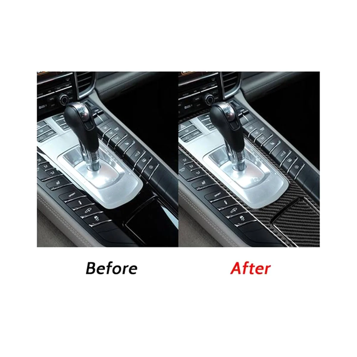 Наклейка для отделки мультимедийной панели центрального управления салона из углеродного волокна черного цвета для Porsche Panamera 2010-2016 LHD Изображение 3