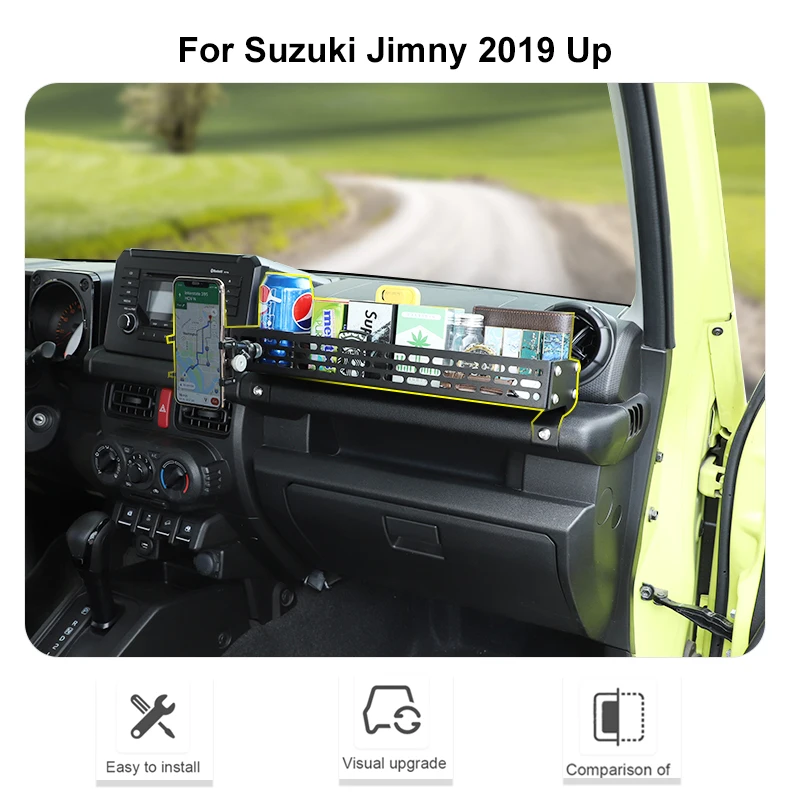Расширительный ящик для хранения ручки второго пилота из алюминиевого сплава BAWA с держателем телефона для Suzuki Jimny 2019-2023 Аксессуары для интерьера Изображение 5