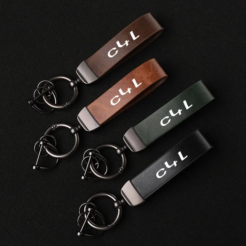 Модный кожаный брелок для ключей в виде делового подарка, мужской и женский брелок с логотипом автомобиля на заказ для аксессуаров Citroen C4L Изображение 0