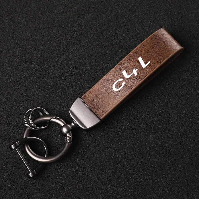 Модный кожаный брелок для ключей в виде делового подарка, мужской и женский брелок с логотипом автомобиля на заказ для аксессуаров Citroen C4L Изображение 3