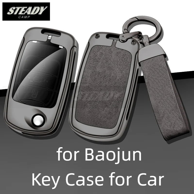 Кожаный чехол для автомобильных ключей из цинкового сплава для Baojun 360 310w 730, чехол-сумка без ключа, аксессуары для автоматической защиты брелка Изображение 0