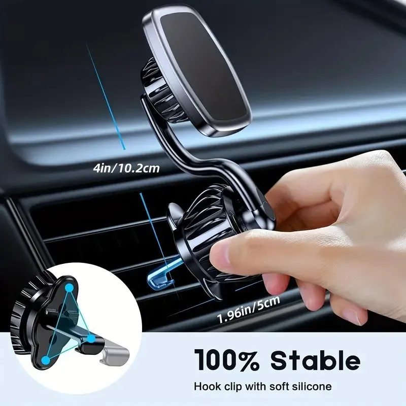 Магнитное крепление для автомобильного телефона, улучшенное крепление для автомобильного телефона с клипсой, крепление для телефона с сильным магнитом на 360 °, крепление для телефона с вентиляционным отверстием в автомобиле Изображение 1