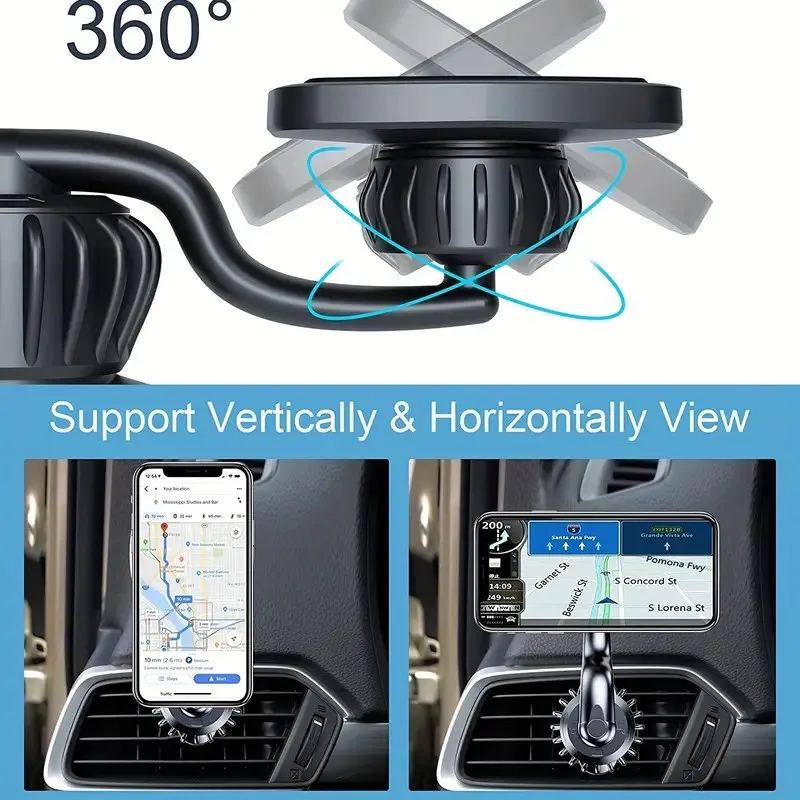 Магнитное крепление для автомобильного телефона, улучшенное крепление для автомобильного телефона с клипсой, крепление для телефона с сильным магнитом на 360 °, крепление для телефона с вентиляционным отверстием в автомобиле Изображение 4
