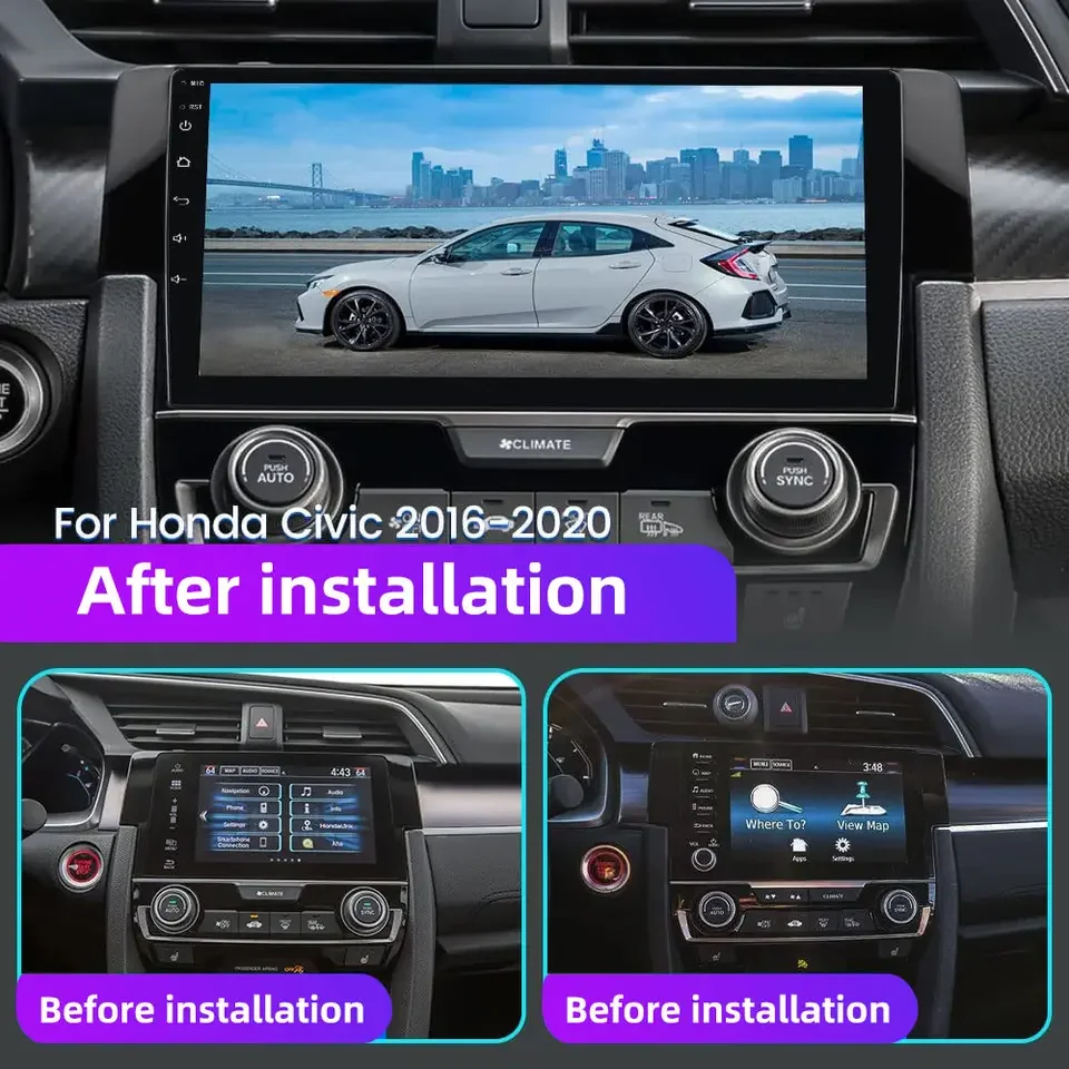 9-Дюймовая универсальная приборная панель Android, рамка автомобильного DVD-плеера, автомагнитола, стереоплеер с GPS, Автомобильная панель для Honda CIVIC 2016 Изображение 5