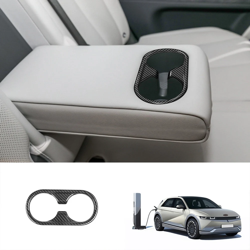 Автомобильный держатель для стакана воды на заднем сиденье из углеродного волокна, декоративная рамка, отделка крышки, подходит для Hyundai Aini Krypton 5 IONIQ 2022 + Изображение 0