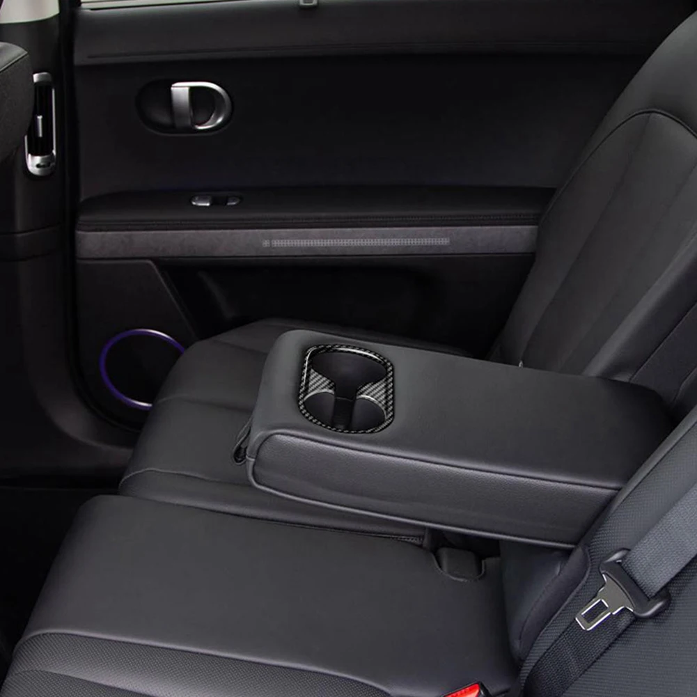 Автомобильный держатель для стакана воды на заднем сиденье из углеродного волокна, декоративная рамка, отделка крышки, подходит для Hyundai Aini Krypton 5 IONIQ 2022 + Изображение 2