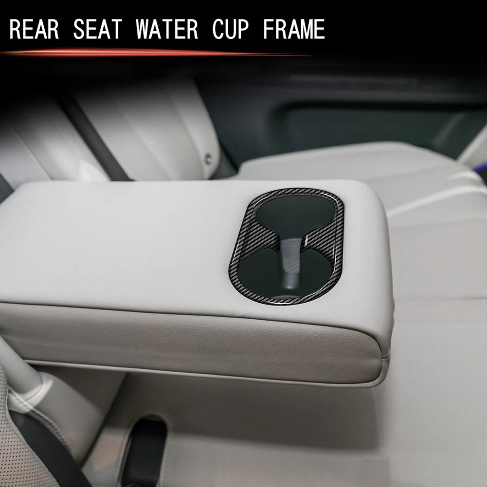 Автомобильный держатель для стакана воды на заднем сиденье из углеродного волокна, декоративная рамка, отделка крышки, подходит для Hyundai Aini Krypton 5 IONIQ 2022 + Изображение 3