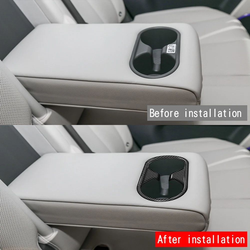 Автомобильный держатель для стакана воды на заднем сиденье из углеродного волокна, декоративная рамка, отделка крышки, подходит для Hyundai Aini Krypton 5 IONIQ 2022 + Изображение 4