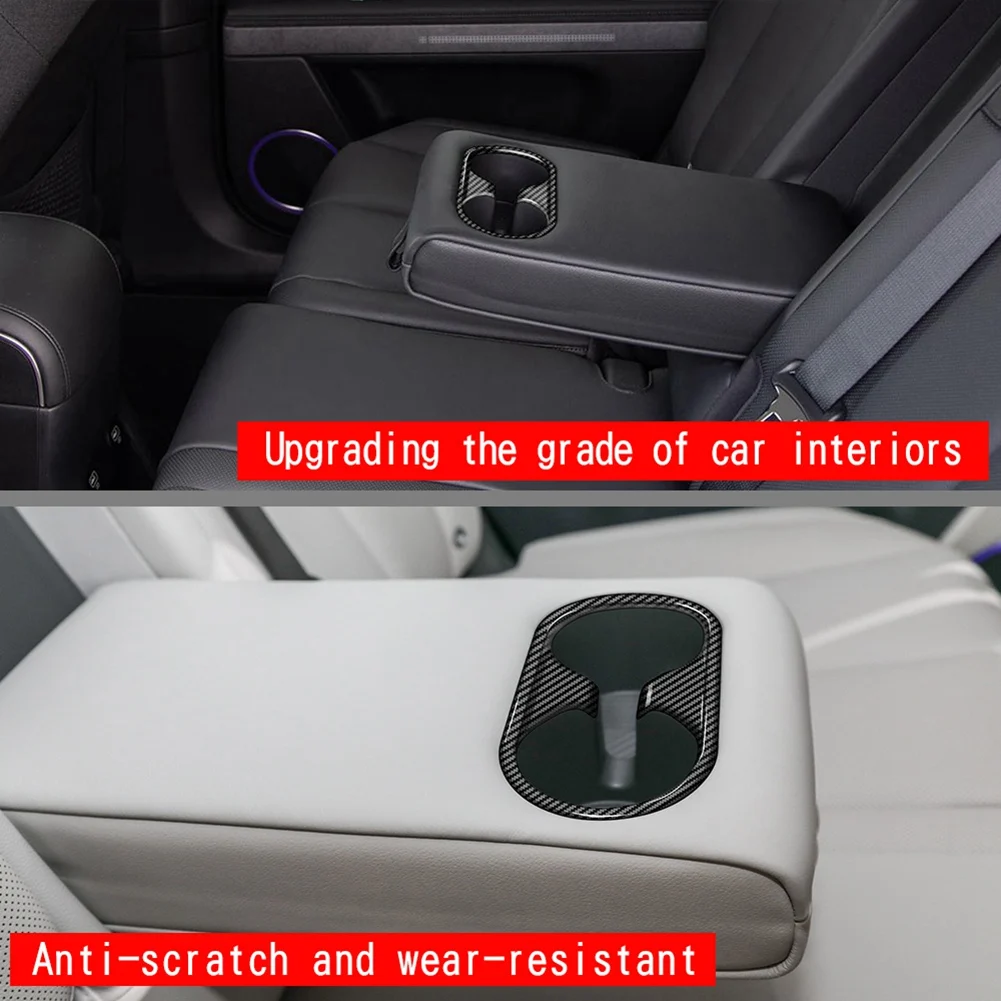 Автомобильный держатель для стакана воды на заднем сиденье из углеродного волокна, декоративная рамка, отделка крышки, подходит для Hyundai Aini Krypton 5 IONIQ 2022 + Изображение 5