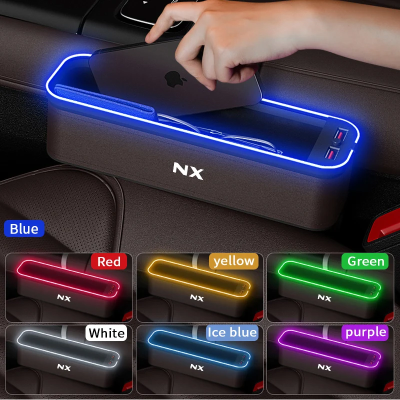 Коробка для хранения автокресел Gm с атмосферной подсветкой для Lexus Nx, Органайзер для чистки автокресел, USB-зарядка сидений, автомобильные Аксессуары Изображение 0