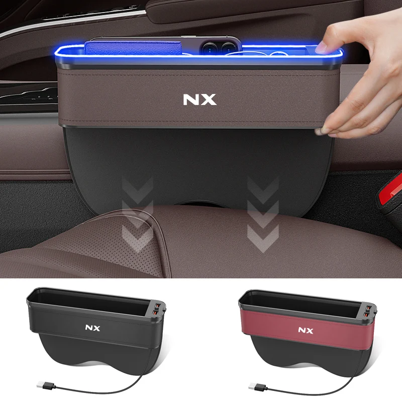 Коробка для хранения автокресел Gm с атмосферной подсветкой для Lexus Nx, Органайзер для чистки автокресел, USB-зарядка сидений, автомобильные Аксессуары Изображение 2