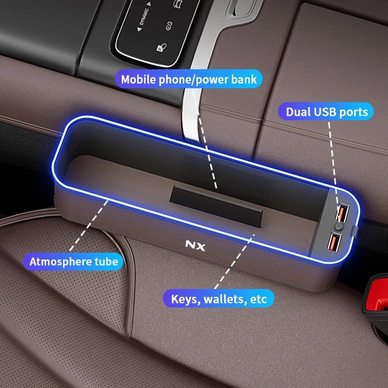 Коробка для хранения автокресел Gm с атмосферной подсветкой для Lexus Nx, Органайзер для чистки автокресел, USB-зарядка сидений, автомобильные Аксессуары Изображение 4