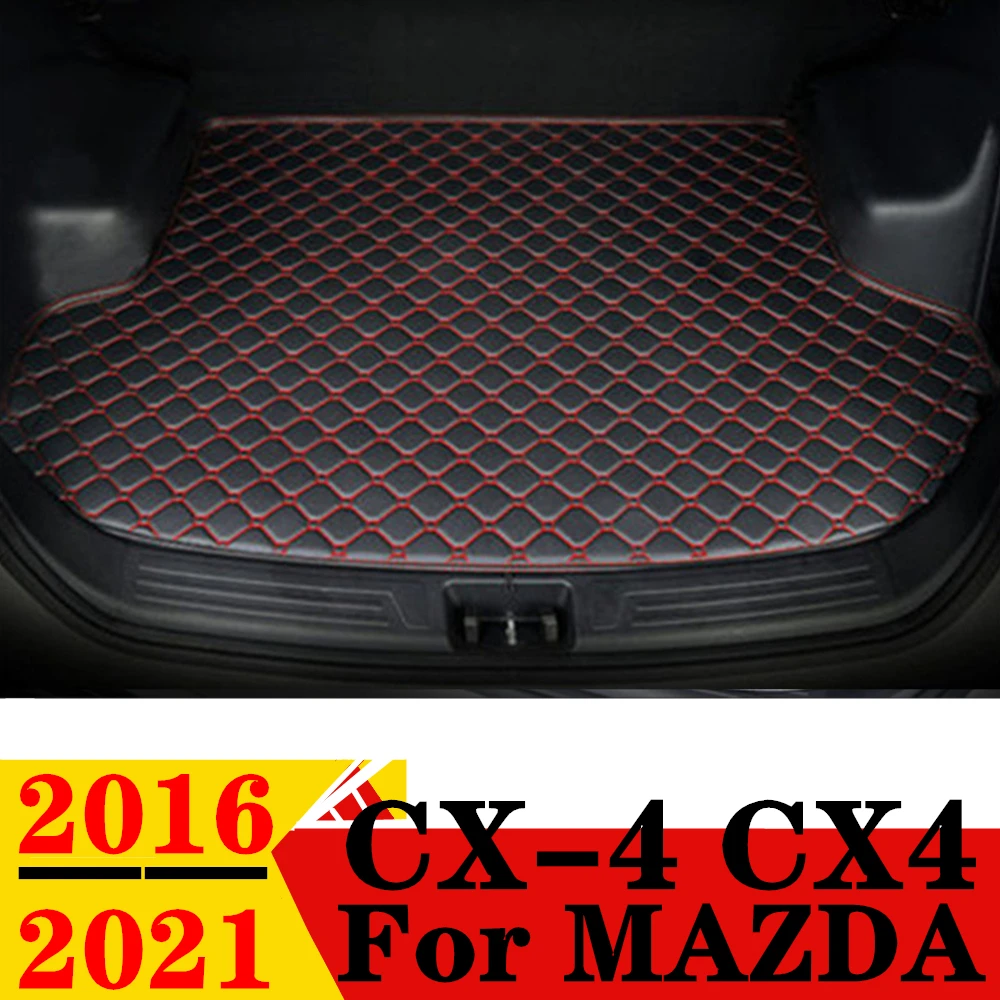 Коврик Для Багажника Автомобиля Mazda CX-4 CX4 2016 17-2021 Плоская Боковая Водонепроницаемая Задняя Грузовая Крышка Ковровая Дорожка АВТО Аксессуары Для Хвоста Вкладыш Для Багажника Изображение 0