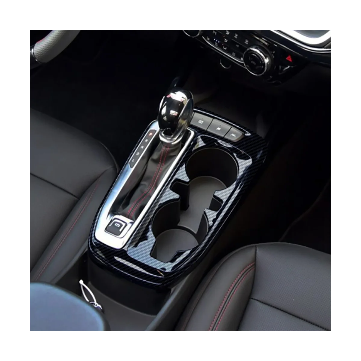 Для Chevrolet Seeker Trax 2023 2024 Крышка панели переключения передач центрального управления Рамка стакана для воды Аксессуары для отделки, ABS Карбон Изображение 2