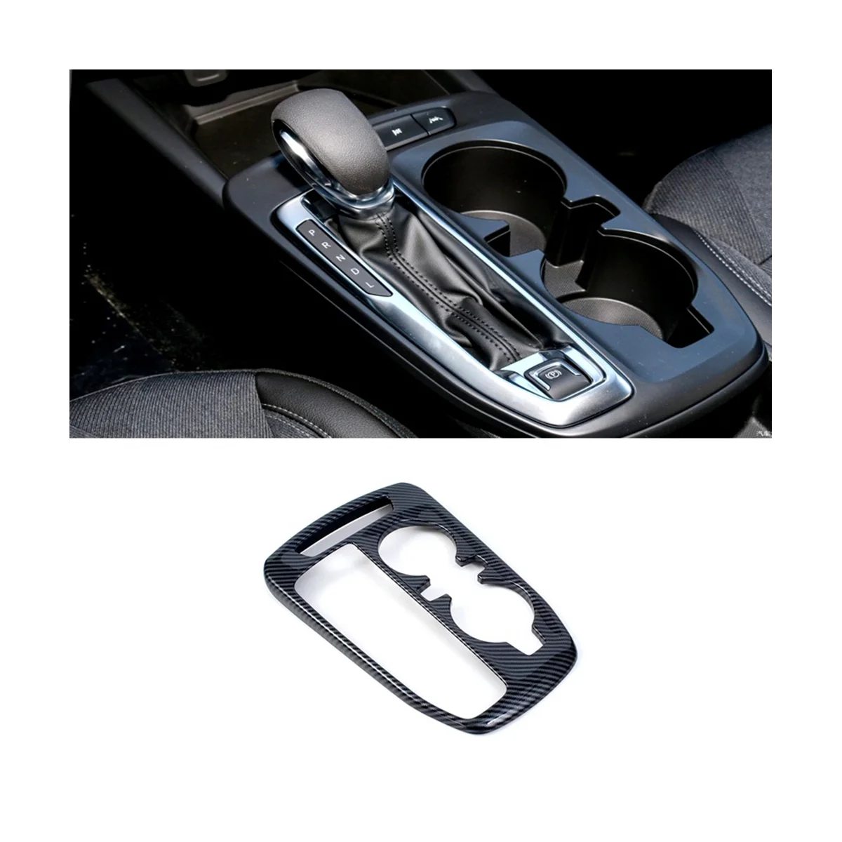 Для Chevrolet Seeker Trax 2023 2024 Крышка панели переключения передач центрального управления Рамка стакана для воды Аксессуары для отделки, ABS Карбон Изображение 3