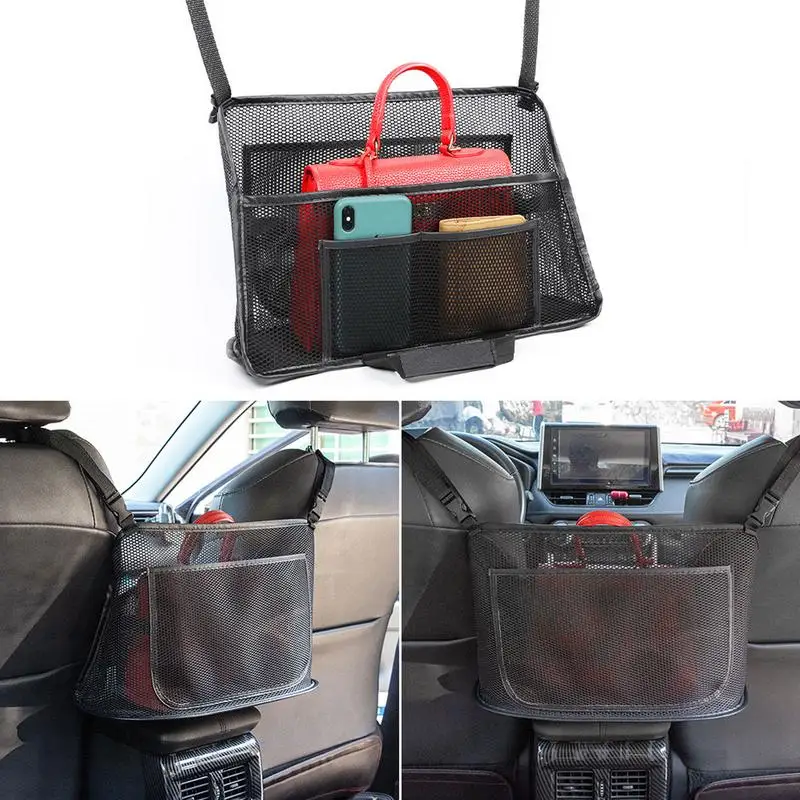 Сетчатые сумки-органайзер, автомобильная сумочка, держатель для переднего кресла, сетчатый контейнер, держатель большой емкости Изображение 2