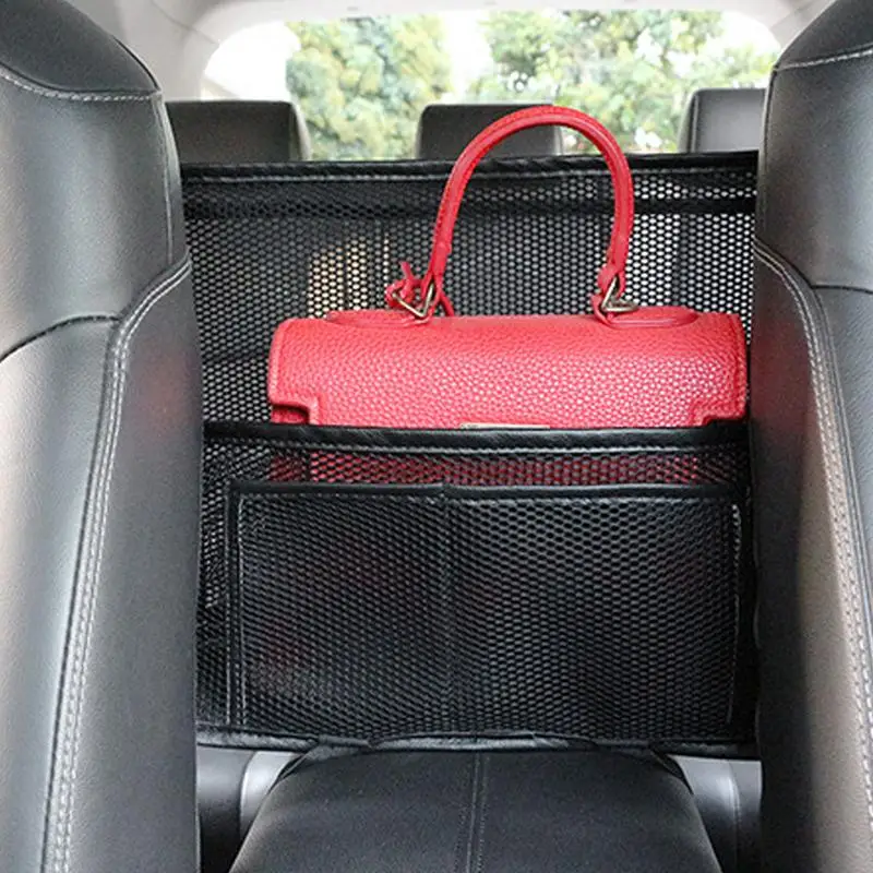 Сетчатые сумки-органайзер, автомобильная сумочка, держатель для переднего кресла, сетчатый контейнер, держатель большой емкости Изображение 3