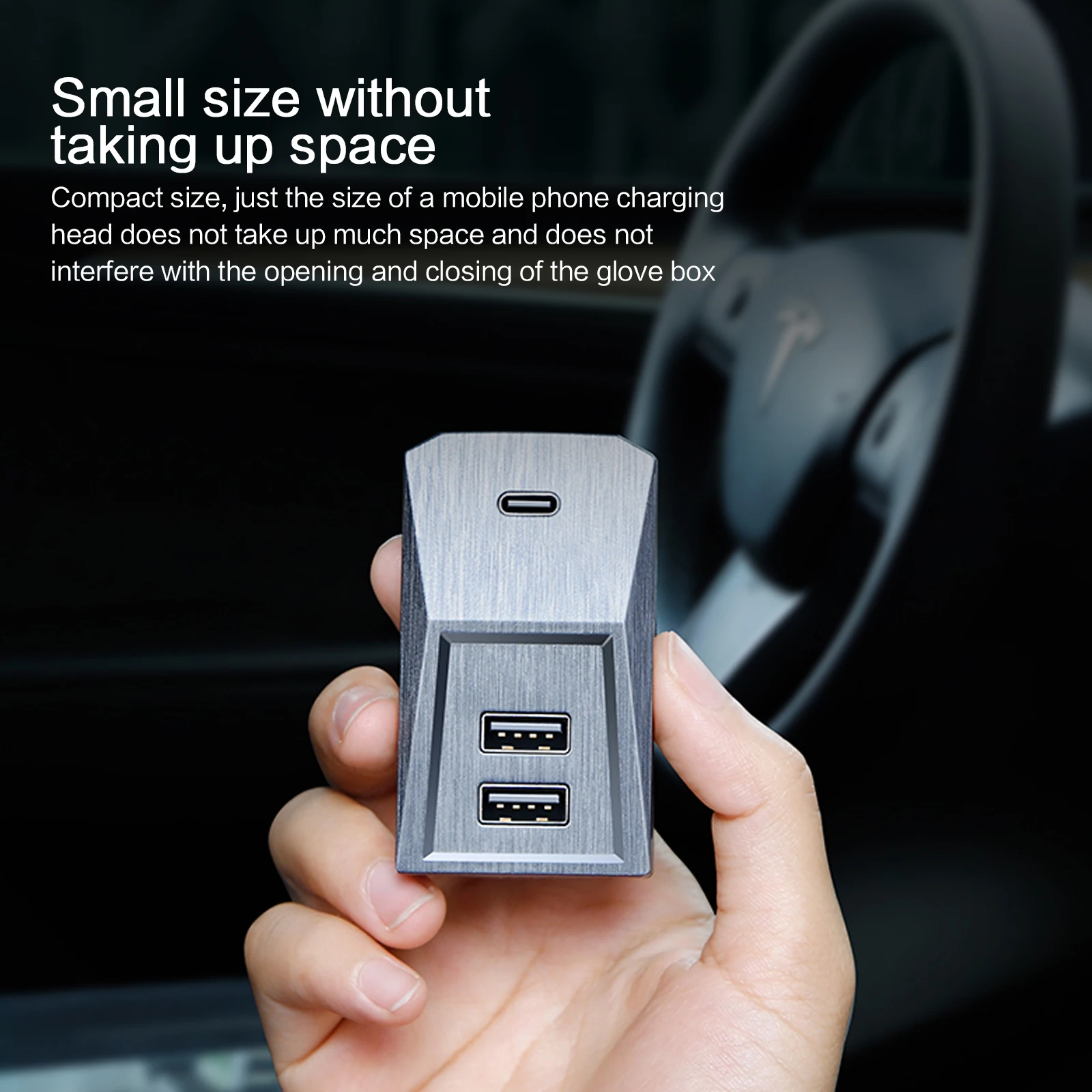 USB-концентратор для перчаточного ящика Tesla Model 3 Модель Y 2021-2023 Разветвитель цифрового дисплея Док-станция для передачи данных Изображение 1