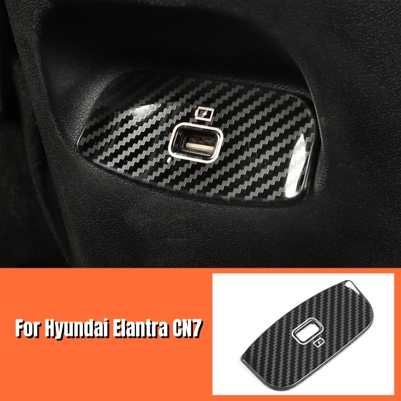 Для Hyundai Elantra CN7 2020-2022 Подлокотник салона автомобиля Задняя крышка USB-разъема Отделка рамы Молдинги Аксессуары из нержавеющей стали Изображение 1