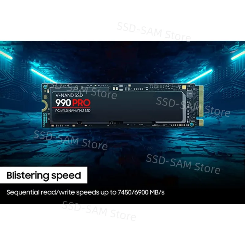 2023 Новейший бренд 100% Оригинальный 990PRO SSD 4 ТБ/ 2 ТБ / 1 ТБ M.2 2280 Твердотельный накопитель NVMe PCIe4.0X4, Совместимый с ноутбуком/Настольным компьютером/PS5 Изображение 4
