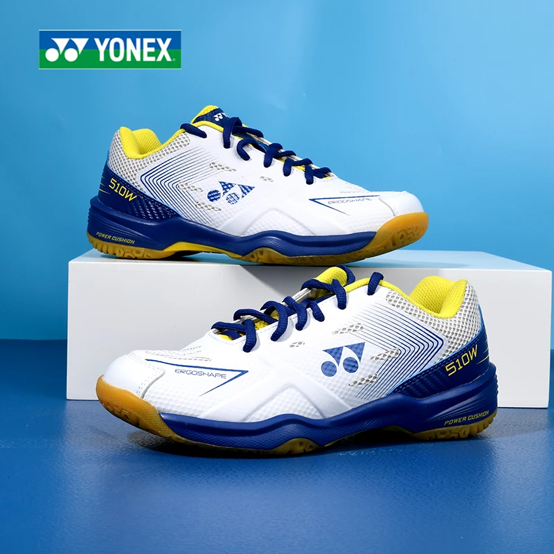 Новое поступление Обуви для бадминтона Yonex, широкие суперлегкие спортивные кроссовки с силовой подушкой для мужчин и женщин Shb510w для тенниса Изображение 3