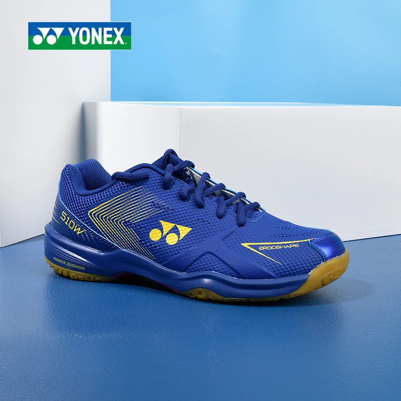 Новое поступление Обуви для бадминтона Yonex, широкие суперлегкие спортивные кроссовки с силовой подушкой для мужчин и женщин Shb510w для тенниса Изображение 4