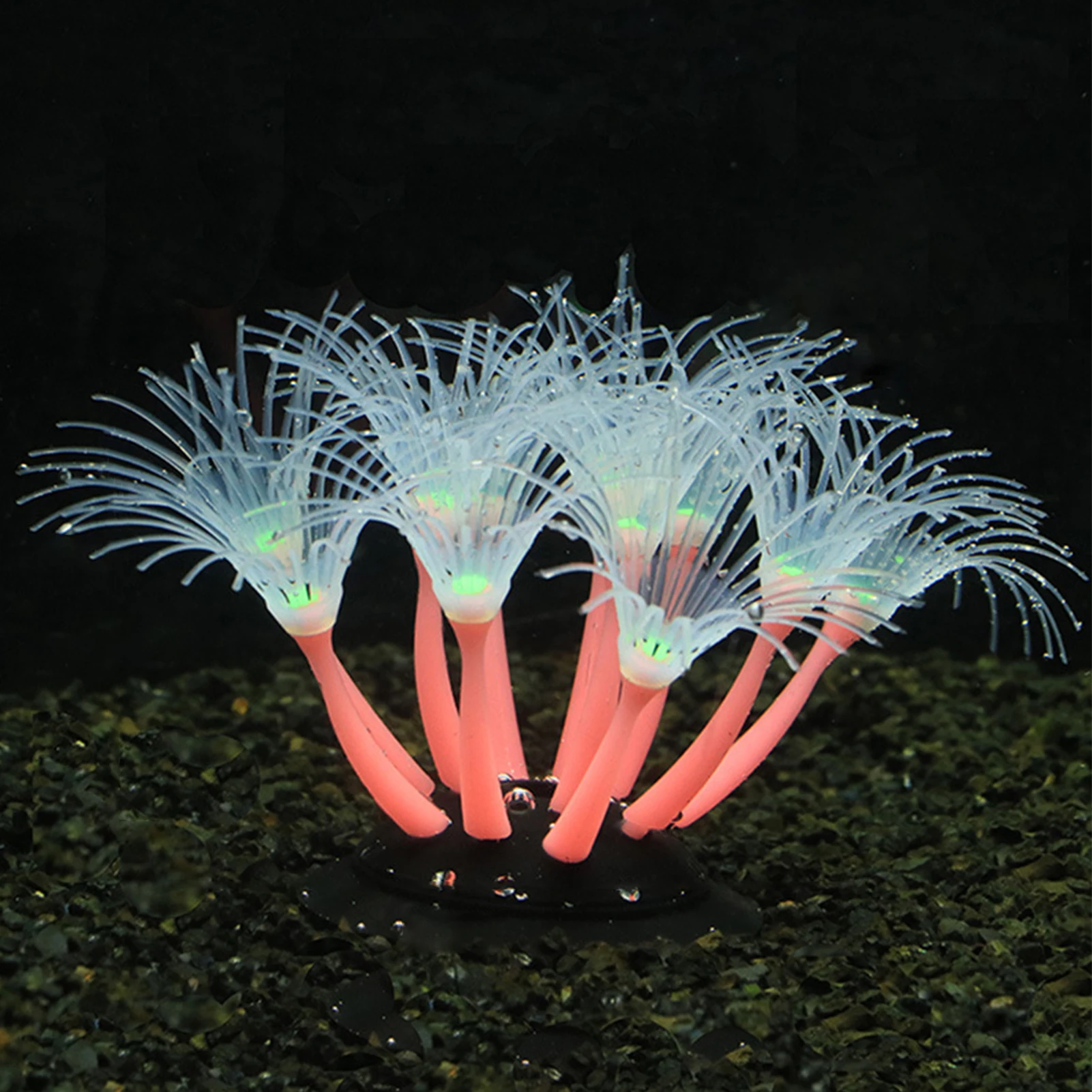 Красочное морское светящееся фоновое растение, многоразовое для украшения аквариума, Мягкий силиконовый декор из искусственного коралла для аквариума Изображение 5