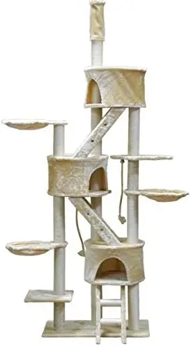 Высокая Кошачья Башня На Дереве, Когтеточка для Кондоминиума Kitty Kitten, Мебель для Дома с Лестницами, Кроватями-Корзинами и Регулируемым Шестом до потолка. Изображение 0